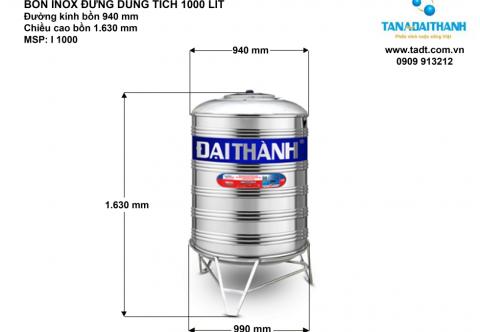 Bồn nước inox 1000 lít Đại Thành chính hãng, giá rẻ