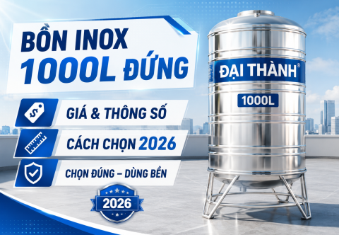 Bồn Nước Inox Đại Thành 1000L Đứng: Giá, Thông Số & Cách Chọn 2026