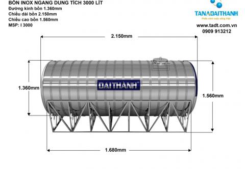 Bồn nước inox 3000 lít Tân Á Đại Thành tại TP.HCM