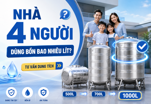 Nhà 4 người dùng bồn nước bao nhiêu lít hợp lý?