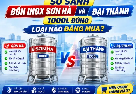 So sánh bồn inox Sơn Hà và Đại Thành 1000L đứng: Loại nào đáng mua?