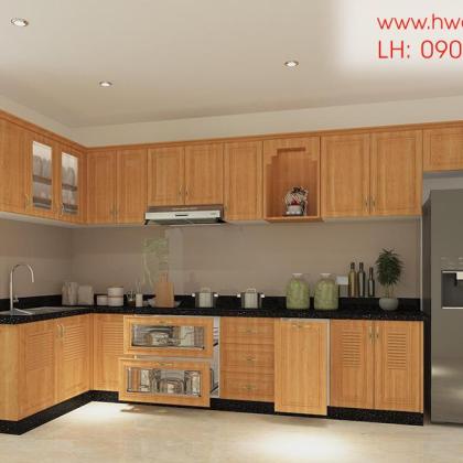 Kệ bếp inox 304 Hwata, cửa gỗ sồi HWGS 02