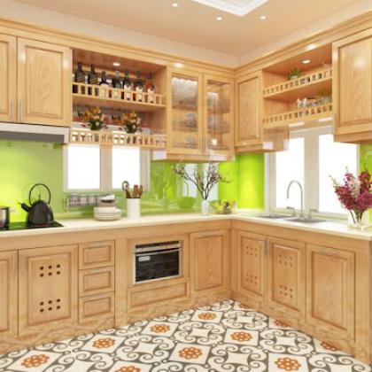 Kệ bếp inox 304 Hwata, cửa gỗ sồi HWGS 03