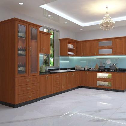 Kệ bếp inox 304 Hwata, cửa gỗ xoan đào HWXD 01