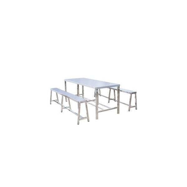 Bàn Chữ Nhật Inox + Ghế Cố Định Hwata 2m BCN8