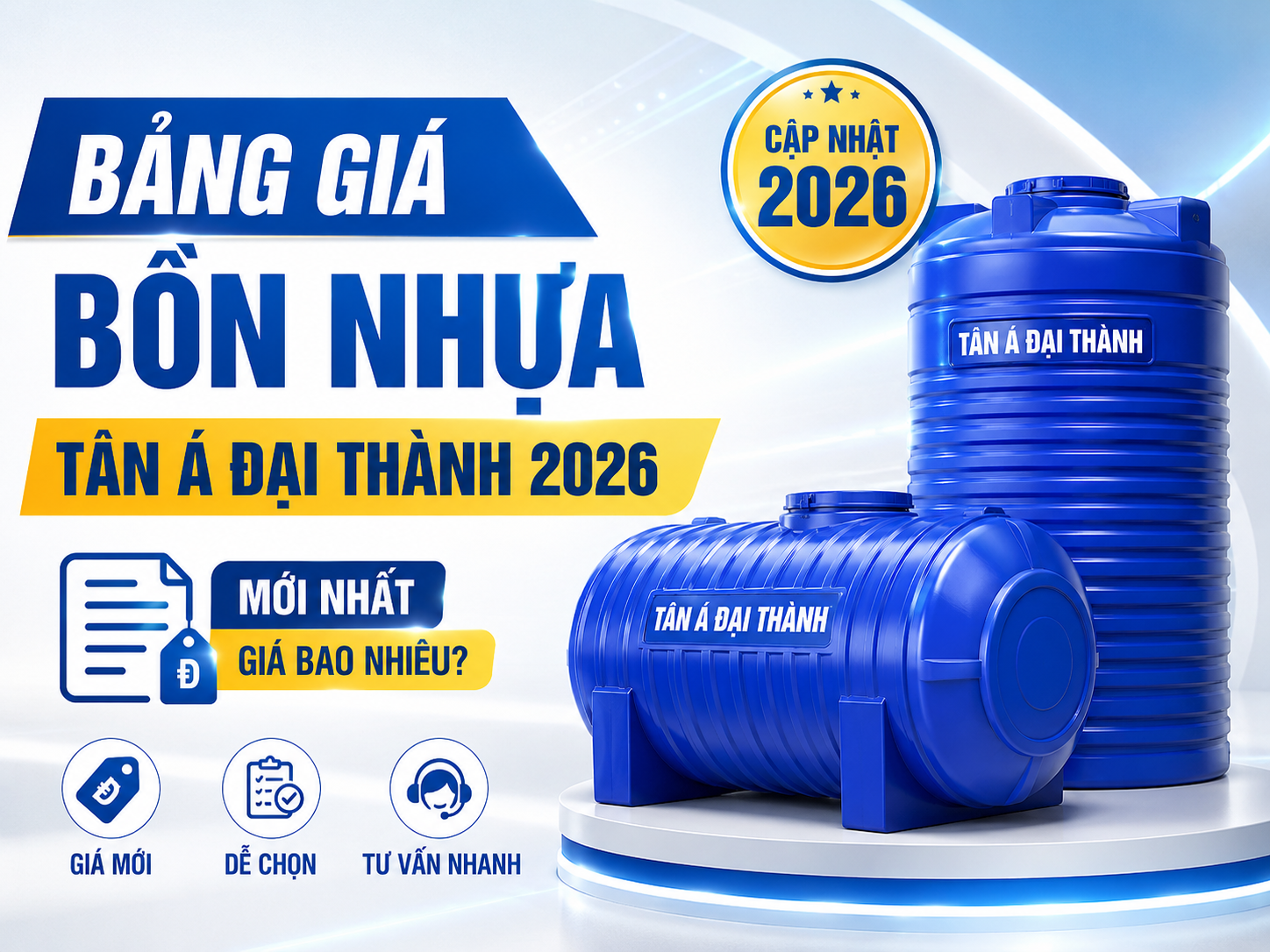 Bảng giá bồn nước nhựa Tân Á Đại Thành năm 2026