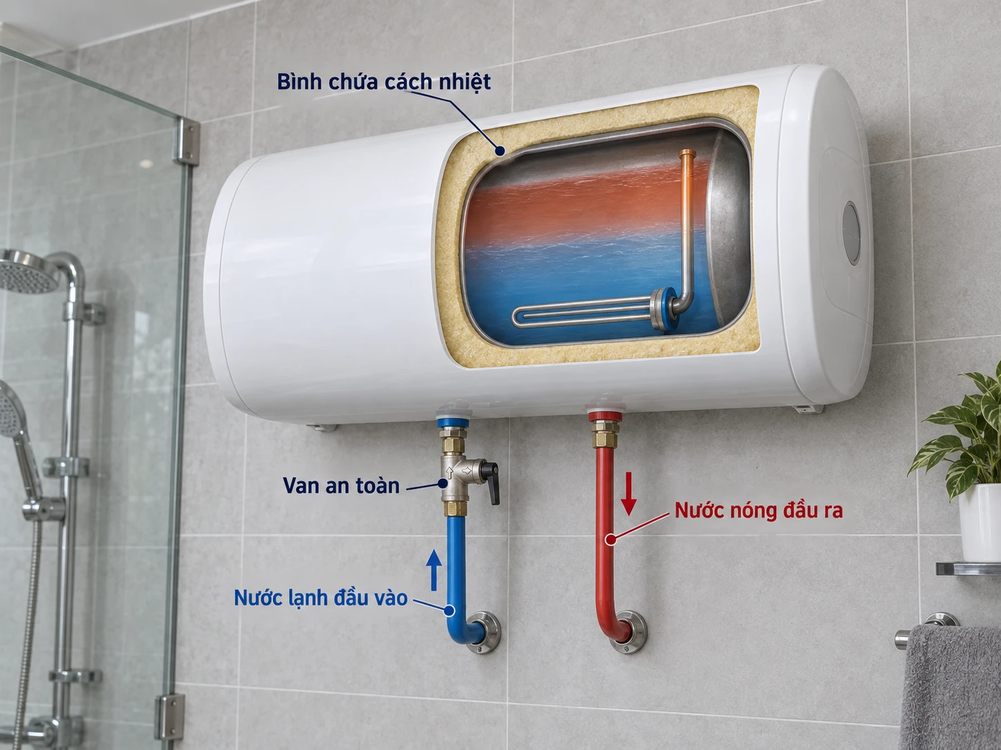Bình nước nóng gián tiếp bình nóng lạnh gián tiếp có bình chứa