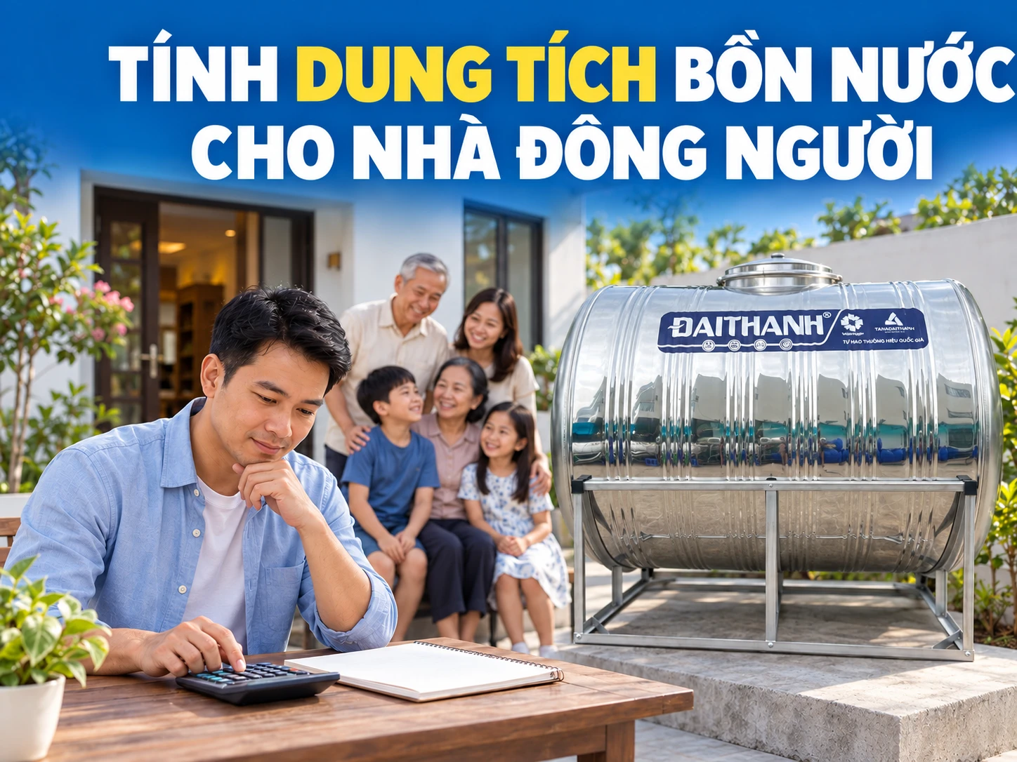 Tính nhu cầu dự trữ nước trước khi chọn dung tích bồn Cách tính dung tích bồn nước cho gia đình đông người theo nhu cầu dự trữ