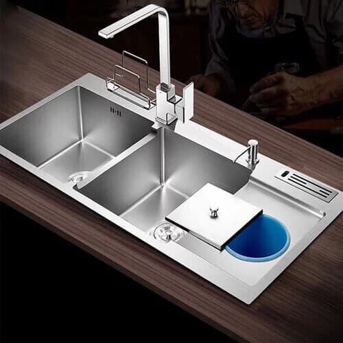 giao chậu rửa bát âm mặt đá và bộ phụ kiện