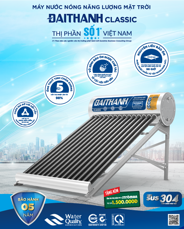 Giá máy năng lượng mặt trời theo dung tích và thương hiệu