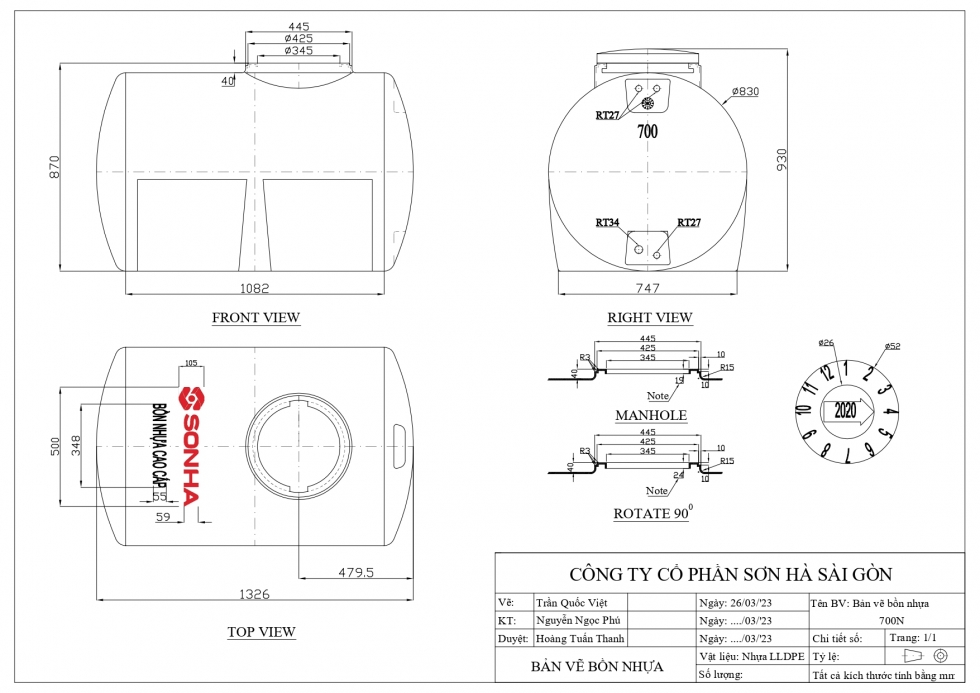 ban ve bon nuoc nhua 700 lit ngang