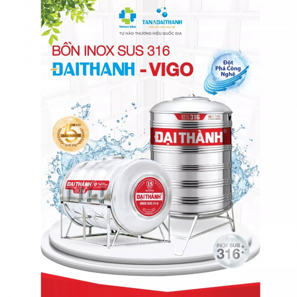 Bồn nước inox 700 Lít SUS 316 chính hãng