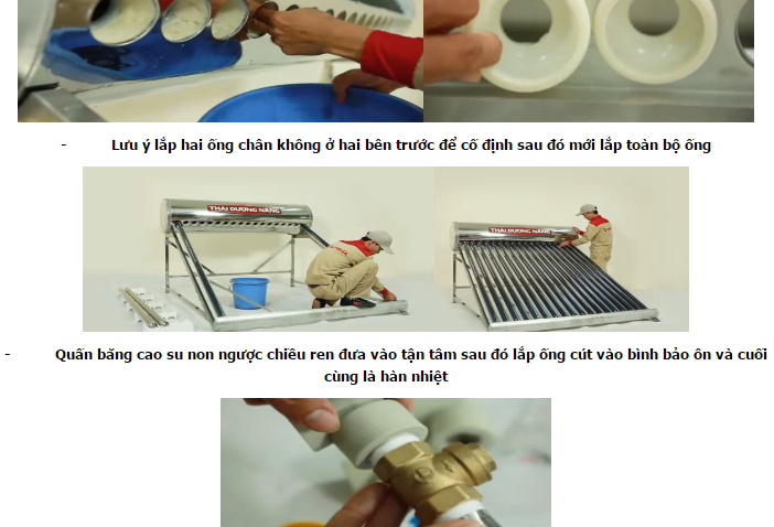 Cách lắp đặt bình bảo ôn máy nước nóng Thái Dương Năng Sơn Hà.