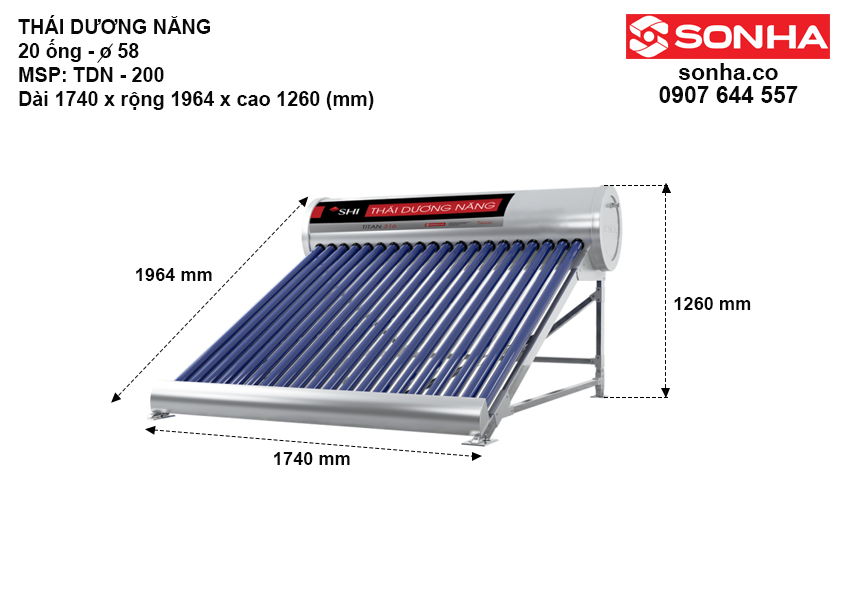 Thông số kỹ thuật của máy nước nóng 220L
